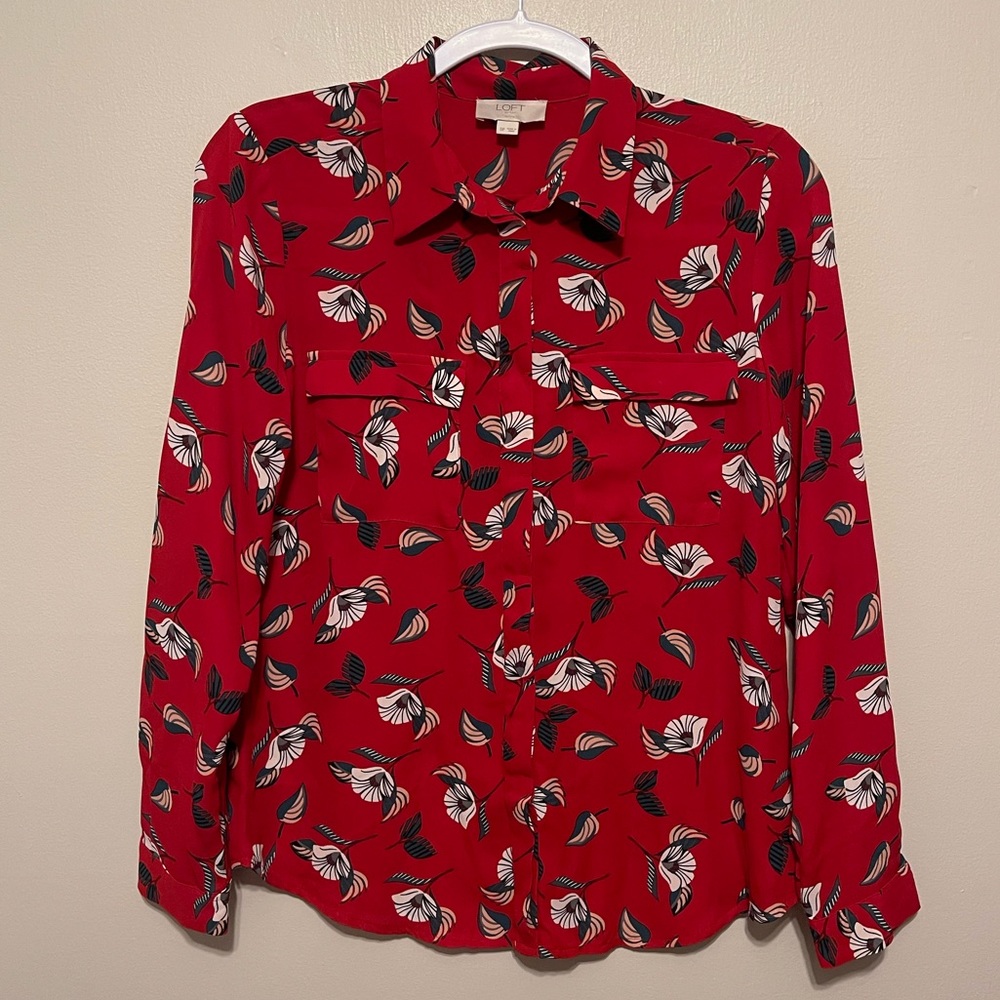 Loft Flowy Floral Button Down Shirt